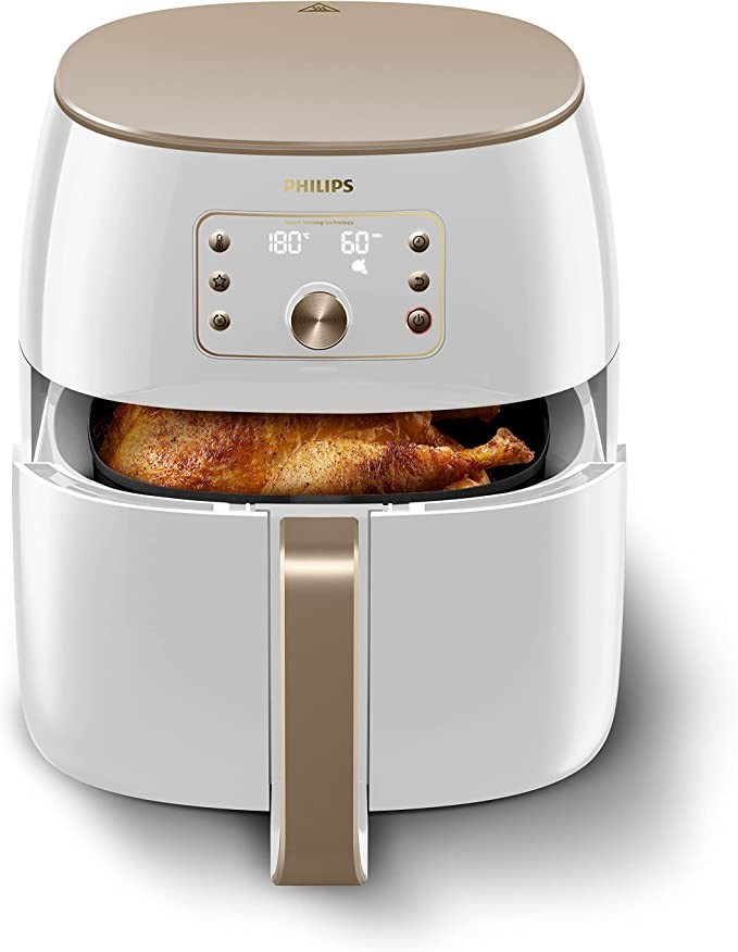 Philips Premium Airfryer XXL-Oil Free Air Fryer, Smart Induction Technology, 2225 W, Skim Technology, Fast Air Technology, White, HD9870/20