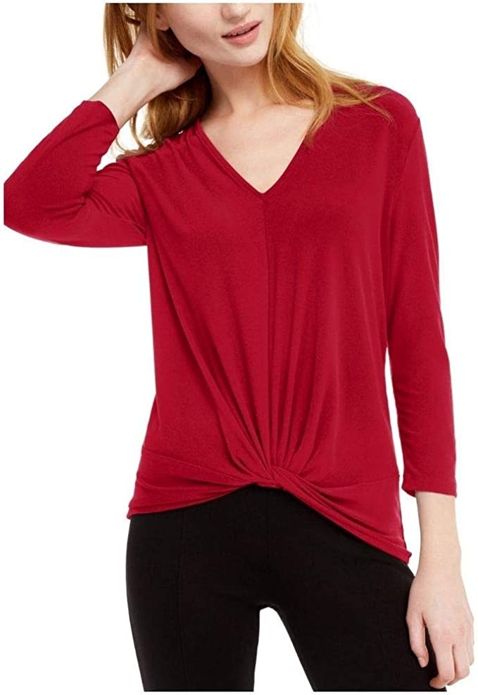 INC Women's Cable Top True Red Size M