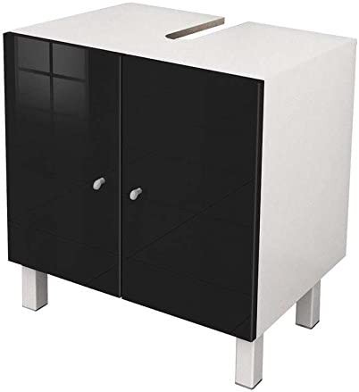 Berlioz Creations MSLAUB vanity furniture, high-gloss, black high-gloss, 60x65