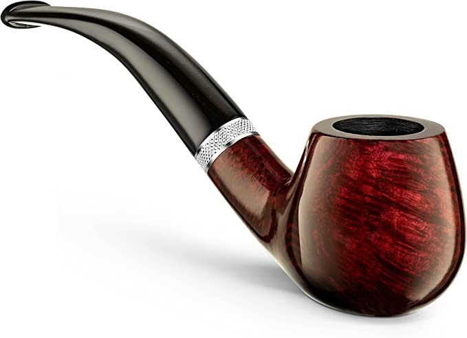 Mr. Brog Full Curved Tobacco Pipe - Model: 82 Consul Pecan - Mediterranean Bison Wood Pipe - Handcrafted Kits & Accessories